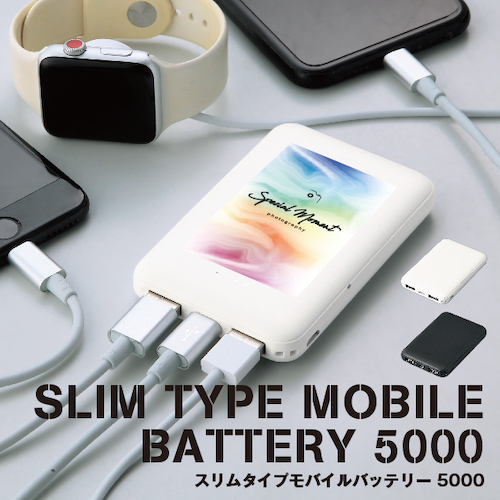スリムタイプモバイルバッテリー５０００【カラー選択可】